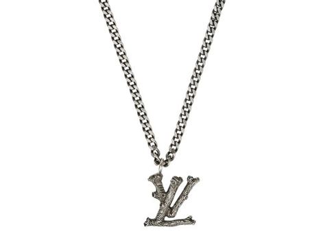 louis vuitton lv wood necklace aged silver|Louis Vuitton lock necklace.